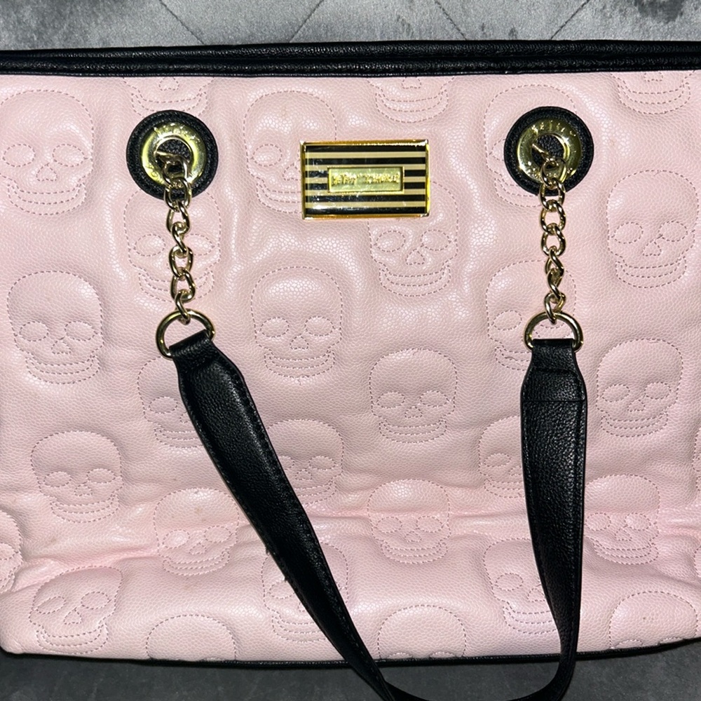 PINK Betsey Johnson skull purse